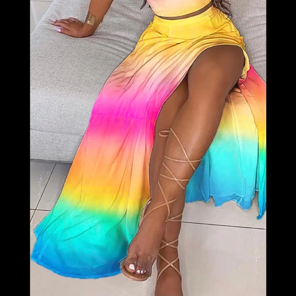 Off the shoulder plain crop top and maxi skirt set - Picture 2 of 5